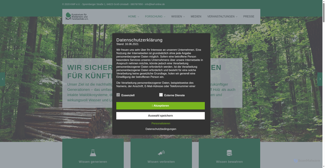 Security scan screenshot of https://kwf2020.kwf-online.de/
