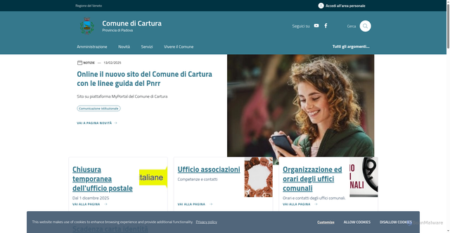 Security scan screenshot of https://www.comune.cartura.pd.it/home