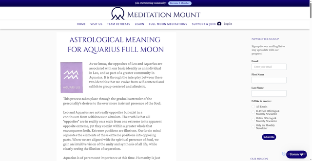 Security scan screenshot of https://www.meditationmount.org/aquarius-full-moon-astrology