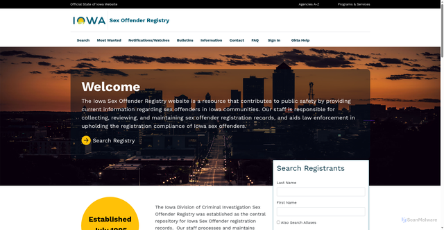 Security scan screenshot of https://www.iowasexoffender.gov/