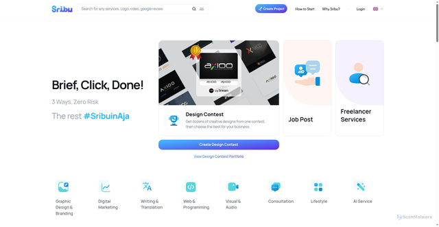 Security scan screenshot of https://sribu.com