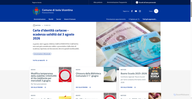 Security scan screenshot of https://www.comune.isola-vicentina.vi.it