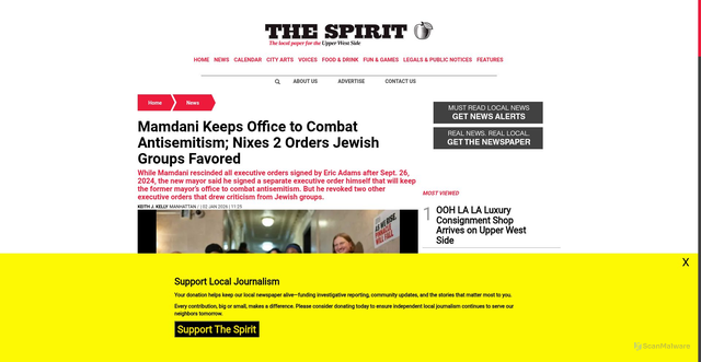 Security scan screenshot of https://www.westsidespirit.com/news/mamdani-says-he-will-keep-office-to-combat-anti-semitism-BF5430254