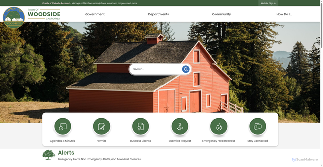 Security scan screenshot of https://woodsideca.gov/