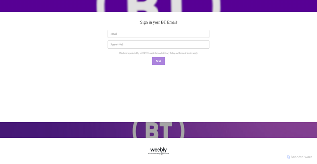 Security scan screenshot of https://yourbt-login.weeblysite.com/