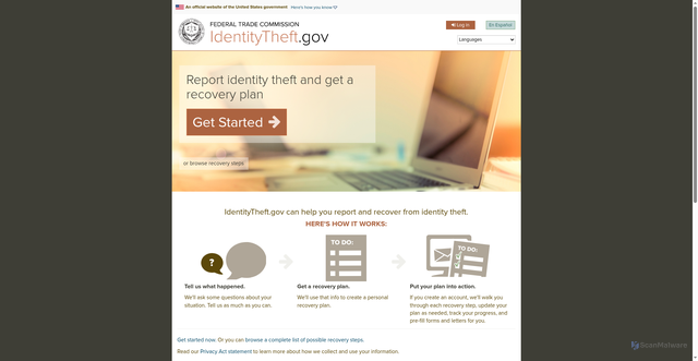 Security scan screenshot of https://www.identitytheft.gov/