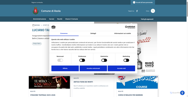 Security scan screenshot of https://www.comune.asola.mn.it/