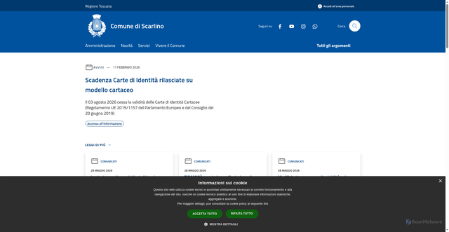 Security scan screenshot of https://www.comune.scarlino.gr.it