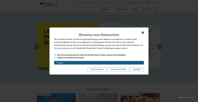 Security scan screenshot of http://www.bvl.bund.de