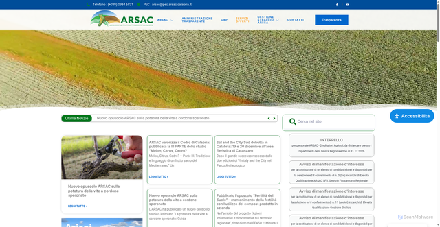 Security scan screenshot of https://arsac.calabria.it/