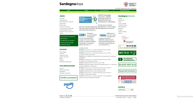 Security scan screenshot of https://www.sardegnaambiente.it/arpas/