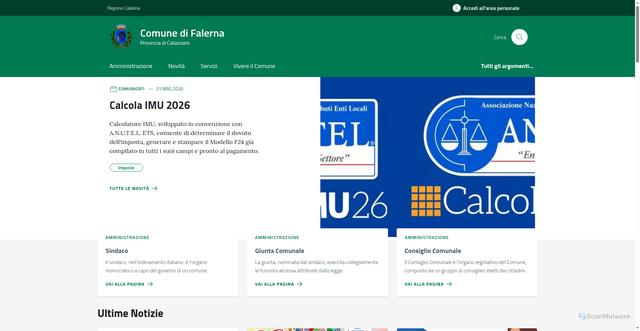 Security scan screenshot of https://www.comune.falerna.cz.it