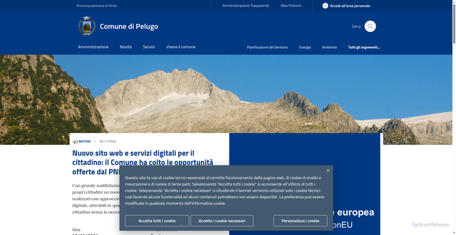 Security scan screenshot of https://www.comune.pelugo.tn.it