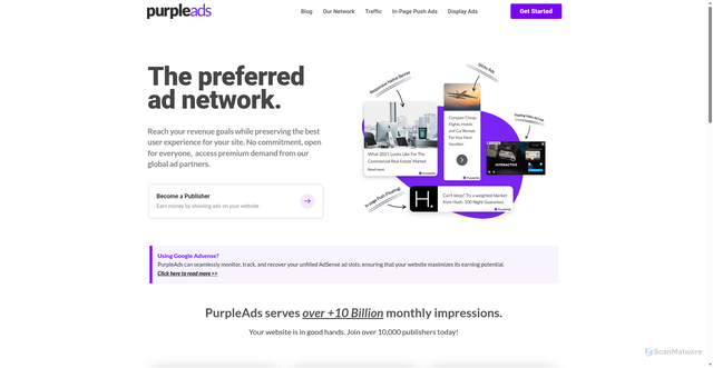 Security scan screenshot of https://purpleads.io