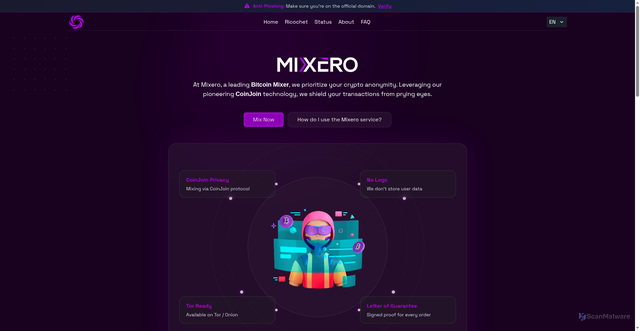 Security scan screenshot of https://mixero.io/