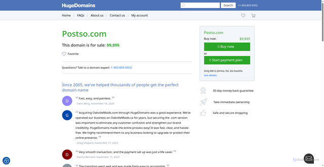Security scan screenshot of https://postso.com/