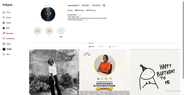 Security scan screenshot of https://instagram-profile-clone.vercel.app/
