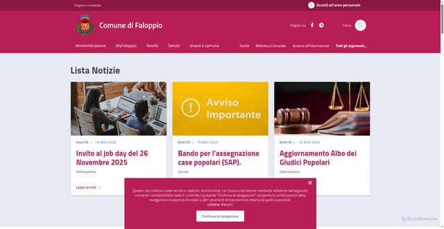 Security scan screenshot of https://www.comune.faloppio.co.it/