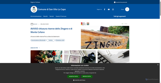 Security scan screenshot of https://www.comune.sanvitolocapo.tp.it/it