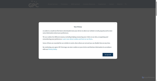 Security scan screenshot of https://www.gpcbeverage.com/
