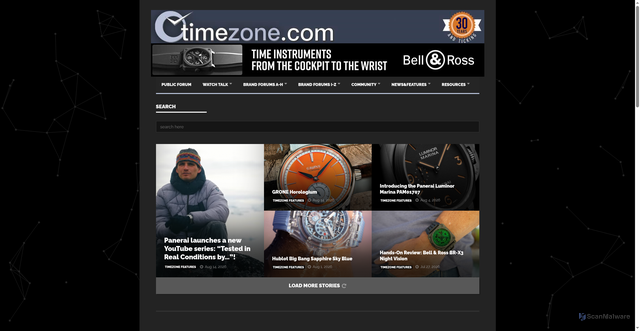 Security scan screenshot of https://timezone.com