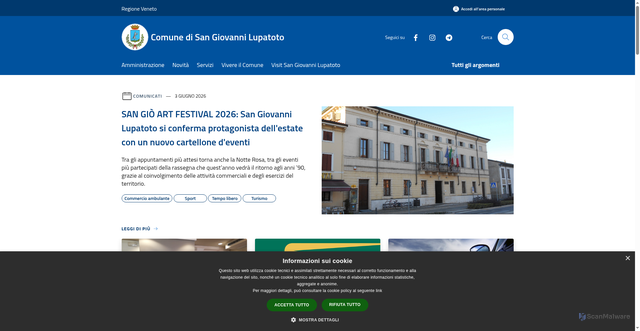 Security scan screenshot of https://www.comune.sangiovannilupatoto.vr.it