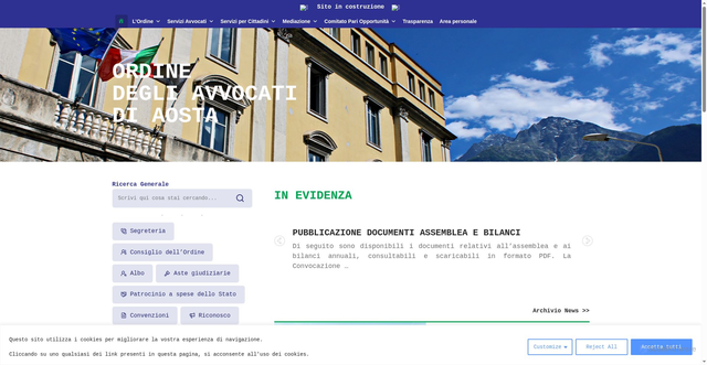 Security scan screenshot of https://www.ordineavvocatiaosta.it