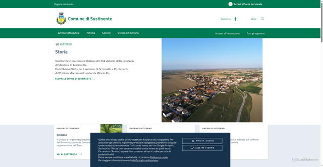 Security scan screenshot of https://www.comune.sustinente.mn.it/