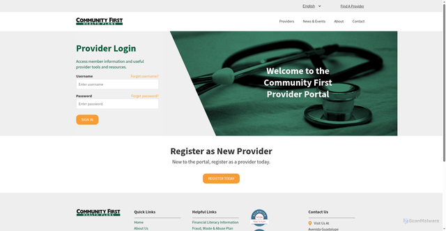 Security scan screenshot of https://cfhpprovider.healthtrioconnect.com