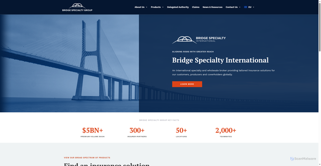 Security scan screenshot of https://bridgespecialty.com