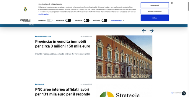 Security scan screenshot of https://www.provincia.ms.it/