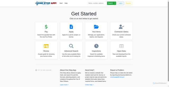 Security scan screenshot of https://onestopapp.nola.gov/