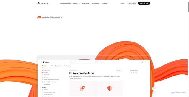Security scan screenshot of https://gitbook.com