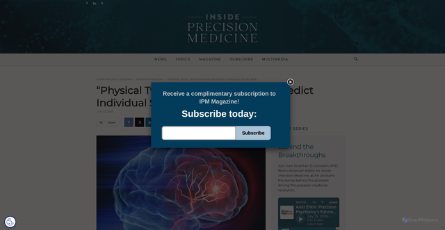 Security scan screenshot of https://www.insideprecisionmedicine.com/topics/precision-medicine/physical-twins-of-human-arteries-predict-individual-stroke-risk/