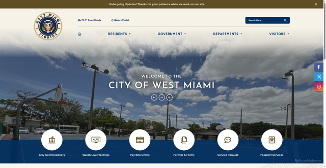Security scan screenshot of https://cityofwestmiami.gov/