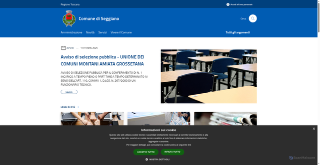 Security scan screenshot of https://www.comune.seggiano.gr.it/it