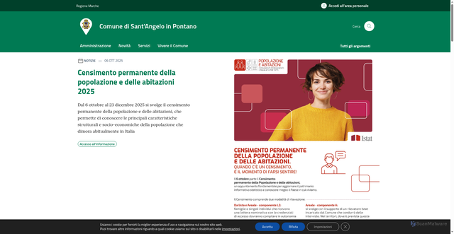 Security scan screenshot of https://www.comune.santangeloinpontano.mc.it/
