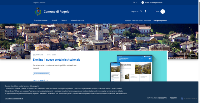 Security scan screenshot of https://www.comune.rogolo.so.it/