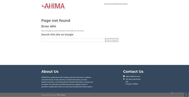 Security scan screenshot of https://hbinfo.ahima.org