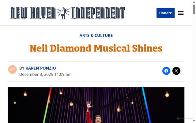 Security scan screenshot of https://www.newhavenindependent.org/2025/12/03/neil-diamond-musical-shines/