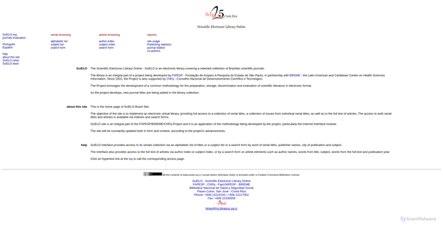 Security scan screenshot of https://www.scielo.sa.cr