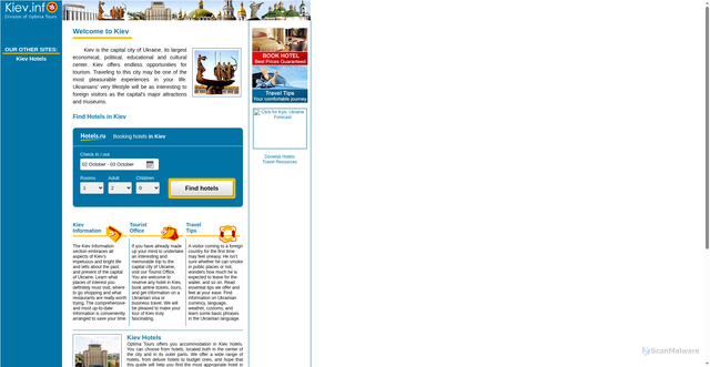 Security scan screenshot of https://www.kiev.info/