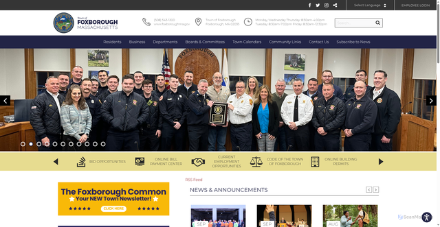 Security scan screenshot of https://www.foxboroughma.gov/