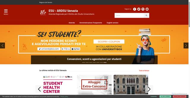 Security scan screenshot of https://www.esuvenezia.it/home