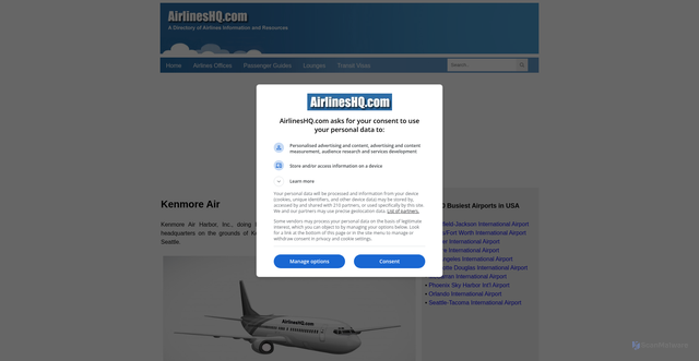 Security scan screenshot of airlineshq.com