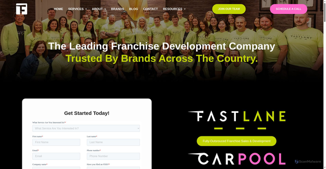 Security scan screenshot of https://franchisefastlane.com