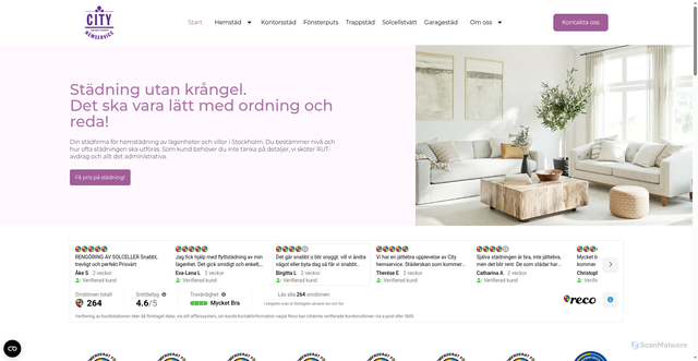 Security scan screenshot of https://cityhemservice.se
