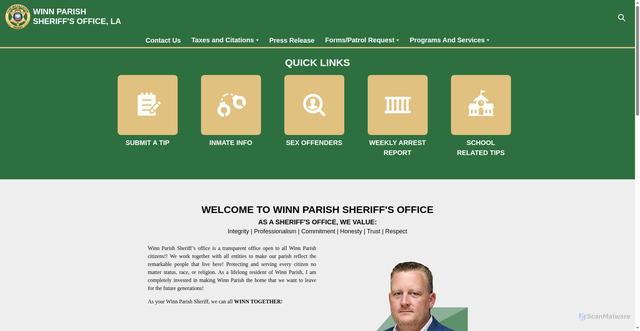 Security scan screenshot of https://winnsheriff.gov/