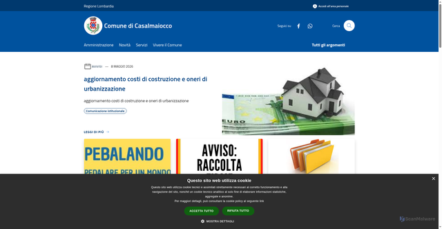 Security scan screenshot of https://www.comune.casalmaiocco.lo.it