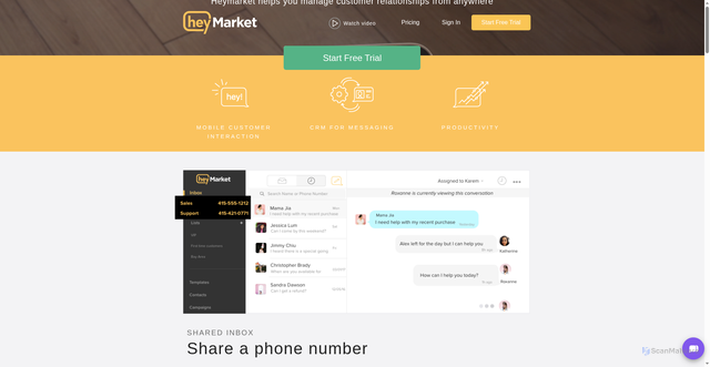 Security scan screenshot of https://widget.heymarket.com